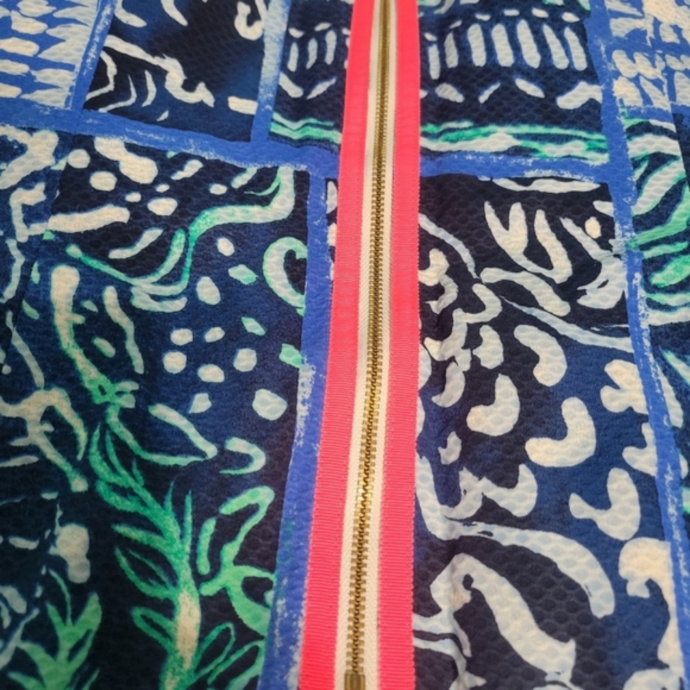 Lilly Pulitzer Shift Dress-blue teal neon pink - Picture 4 of 11